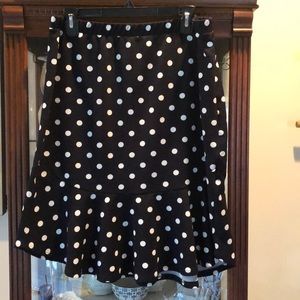 Navy polka dot pencil skirt